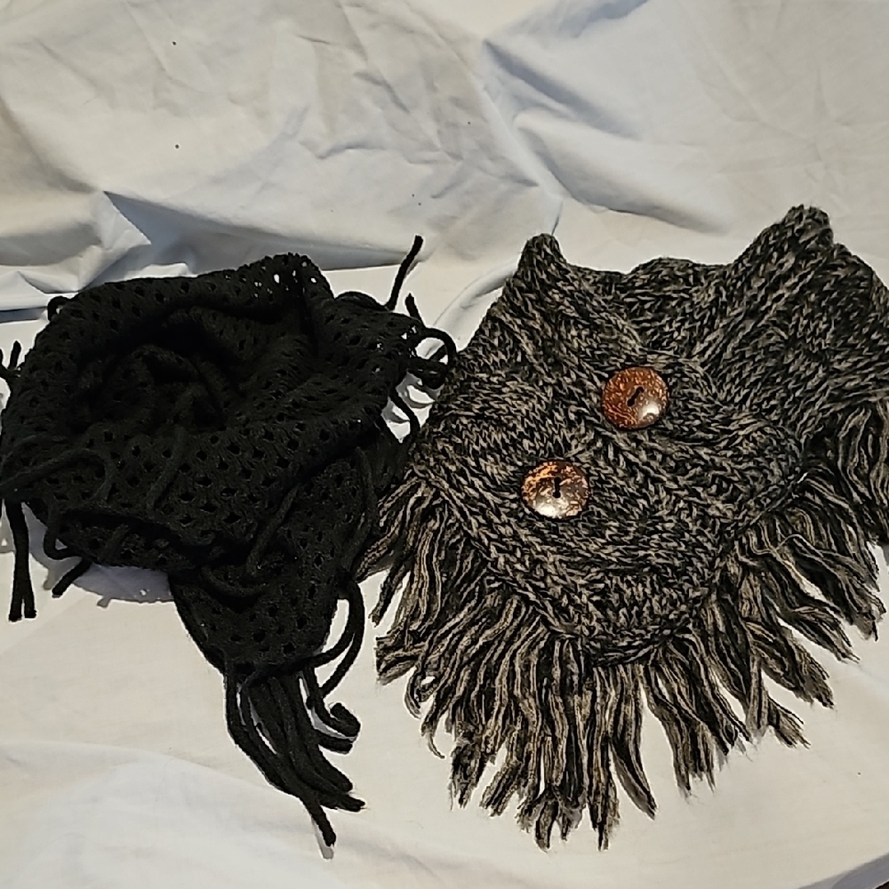 Cozy Black and Gray Knit Scarves